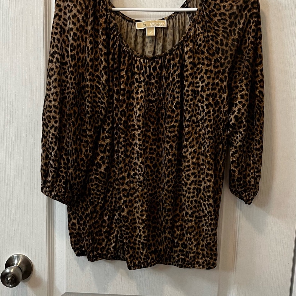 Michael Kors Leopard Balloon Sleeve Top M